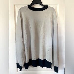 Good Man Brand Off White Navy Blue Wool Blend Sweater